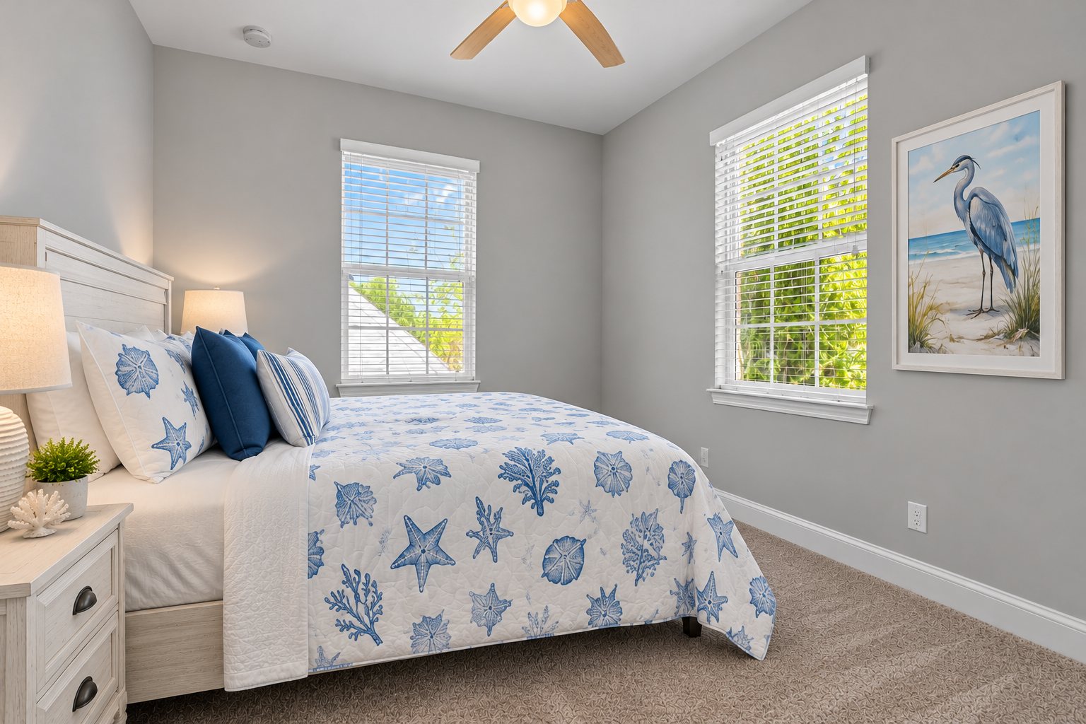 Coastal guest bedroom furnishing concept